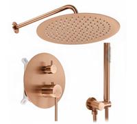 Rea - Js-7029Brg Kit doccia da incasso + scatola, ottone, testina in ceramica