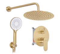 Rea - Kit doccia da incasso a incasso dorato spazzolato + scatola - 39 x 25 x 120,5 cm