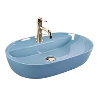 Rea Aura lavabo 60.5x40.5 cm ovale da appoggio blu REA-U6618