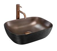 Rea Belinda Cooper lavabo 46.5x33.5 cm rettangolare da appoggio nero REA-U6384
