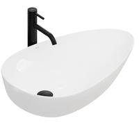 Rea Greta lavabo 65.5x40 cm ovale da appoggio bianco REA-U8537
