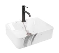 Rea Lavabo da Appoggio Marmo Lavabo Bagno 490 x 380 x 135 mm Ceramica (imitazione pietra)