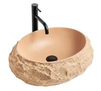 Rea Mika lavabo 50x38 cm ovale da appoggio grigio/pietra-marrone/beige opaca REA-U7348