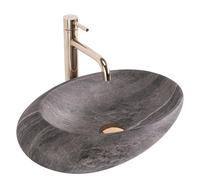 Rea Roxy lavabo 49x31 cm ovale da appoggio grigio/pietra REA-U6649