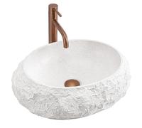 Rea Mika lavabo 50x38 cm ovale da appoggio bianco-grigio/pietra opaca REA-U7350