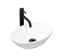 Rea Lavabo da Appoggio Pamela Mini Lavandino bagno 400 x 270 x 145 mm Ceramica (Bianco)