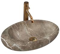 Rea Lavabo da Appoggio Roxy B Stone NATURE Lavandino bagno 490 x 310 x 135 mm Ceramica (grigio)