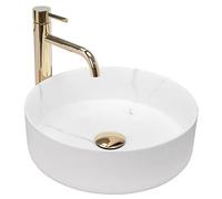 Rea Lavabo da Appoggio Sami Marmo Opaco Lavandino bagno 360 x 360 x 115 mm Ceramica (bianco)