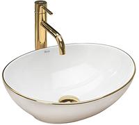 Rea Sanitär Lavabo da appoggio Sofia REA-U3287 ovale 41x34,5 cm Bianco-Oro