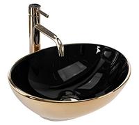Rea LAVABO DA APPOGGIO Sofia in Nero Oro Lavandino bagno 410 x 345 x 150 mm Ceramica (oro/nero)