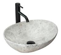 Rea LAVABO DA APPOGGIO SOFIA LIGHT STONE Lavandino bagno 410 x 345 x 150 mm in Ceramica (Grigio, imitazione pietra)