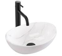 Rea - Lavabo Da Appoggio Sofia Mini Cloudy In Ceramica,Grigio, Ovale 34,5X26,5X12cm