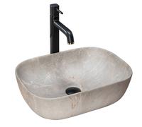Rea Livia lavabo 46.5x33.5 cm rettangolare da appoggio grigio/pietra REA-U3802