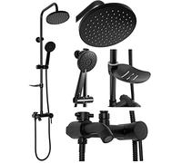 Rea LUIS BLACK Colonna Doccia SET BAGNO Sistema Doccia in Ottone per Bagno (Nero)