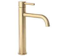 Rea LUNGO BRUSH ORO RUBINETTO LAVABO ALTO Miscelatore da bagno in ottone monocomando rubinetto lavamani regolabile caldo e freddo (oro)