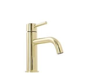 Rea - Lungo L.Gold Rubinetto Lavabo Basso Miscelatore Monocomando Da Bagno In Ottone Rubinetto Lavamani Regolabile Caldo E Freddo (Oro) 15x5x16,5cm