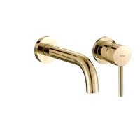 Rea LUNGO L.GOLD RUBINETTO LAVABO/VASCA DA INCASSO + BOX Miscelatore Bagno in Ottone Miscelatore Monocomando Caldo e Freddo Regolabile Lavamani (Oro)