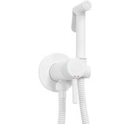 Rea LUNGO LOOP BIANCO RUBINETTO BIDET DA INCASSO Doccetta a Parete in Ottone Miscelatore Acqua Calda e Fredda con Doccetta per WC WC (Bianco)