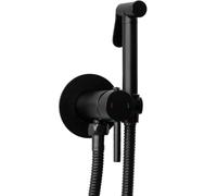 Rea LUNGO LOOP RUBINETTO BIDET DA INCASSO NERO Doccetta a parete in ottone Miscelatore acqua calda e fredda con doccetta per WC WC (Nero)