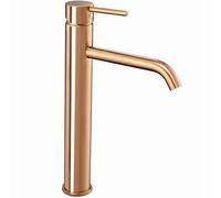 Rea LUNGO RUBINETTO LAVABO ALTO ORO ROSA Miscelatore monocomando da bagno in ottone Rubinetto lavamani regolabile caldo e freddo (Oro rosa)