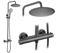 Rea Lungo set doccia a parete con termostato con soffione grafite REA-P6736