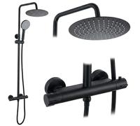 Rea Lungo set doccia a parete con termostato con soffione nero REA-P6733