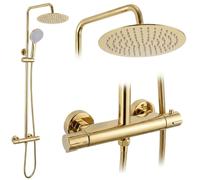 Rea Lungo set doccia a parete con termostato con soffione oro REA-P6732