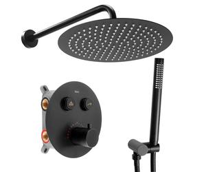 Rea Lungo set doccia da incasso con termostato con soffione nero REA-P8549