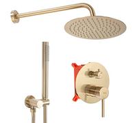 Rea LUNGO SET DOCCIA INCASSO ORO OPACO + BOX Sistema Doccia in Ottone per Bagno (Oro)