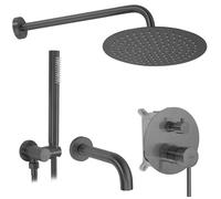 Rea Lungo set per vasca e doccia da incasso con soffione grafite REA-P6380