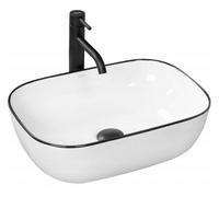 Rea Marbel lavabo 46.5x33 cm rettangolare da appoggio bianco-nero REA-U8603