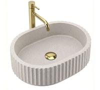 Rea Margaret lavabo 50x35.5 cm ovale da appoggio marrone/beige opaca REA-U7343