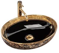 Rea Margot lavabo 52x40 cm ovale da appoggio nero-oro lucida REA-U8978