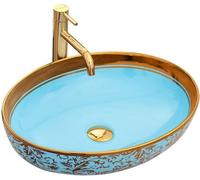 Rea Margot lavabo 52x40 cm ovale da appoggio oro-blu REA-U8709