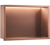 Rea - Mensola a incasso per bagno a led 30 x 45 rame spazzolato - 10 x 48 x 33 cm
