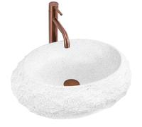Rea Mika lavabo 50x38 cm ovale da appoggio bianco-grigio/pietra opaca REA-U3223