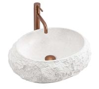 Rea Mika lavabo 50x38 cm ovale da appoggio bianco-grigio/pietra opaca REA-U7350