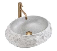 Rea Mika lavabo 50x38 cm ovale da appoggio grigio/pietra-marrone/beige opaca REA-U4332