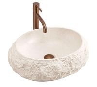 Rea Mika lavabo 50x38 cm ovale da appoggio grigio/pietra-marrone/beige opaca REA-U7347