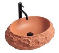 Rea Mika lavabo 50x38 cm ovale da appoggio grigio/pietra-marrone/beige opaca REA-U7349