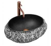 Rea Mika lavabo 50x38 cm ovale da appoggio nero-grigio/pietra opaca REA-U0634