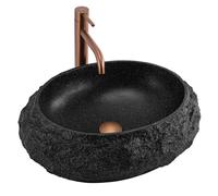 Rea Mika lavabo 50x38 cm ovale da appoggio nero-grigio/pietra opaca REA-U4333