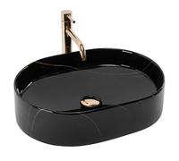 Rea Nadia lavabo 50x38 cm ovale da appoggio nero lucida REA-U9240