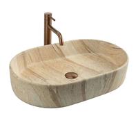 Rea - Lavabo da appoggio Nadia 60 Ovale - Ceramiche Sanitarie - Beige, Pietra Artificiale - 61 x 38,5 x 12 cm