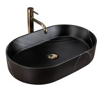 Rea Nadia lavabo 61x38.5 cm ovale da appoggio nero REA-U8565