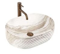 Rea Oktawia lavabo 50x35.5 cm ovale da appoggio marrone/beige lucida REA-U3529
