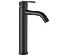Rea - Ontario Js-11801-1B High Rubinetto Da Lavabo Nero, Miscelatore Per Bagno In Ottone Con Maniglia Singola, Rubinetto Per Lavaggio A Mano Regolabile Caldo E Freddo 14,5x4,5x30cm