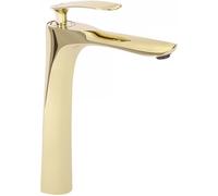Rea Rubinetto da lavabo Orbit Gold High Miscelatore monocomando da bagno in ottone Rubinetto regolabile caldo e freddo (Gold)