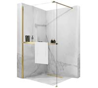 Rea Parete doccia Aero Gold N 120 Walk In + EVO Vetro temperato di sicurezza trasparente 8 mm (Oro)
