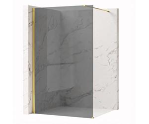 Rea - Parete Doccia Flexi, Gold 100, Walk-In Senza Piatto Doccia, Vetro Di Sicurezza Temperato Grigio 8mm, 120 X 100 X 195 cm